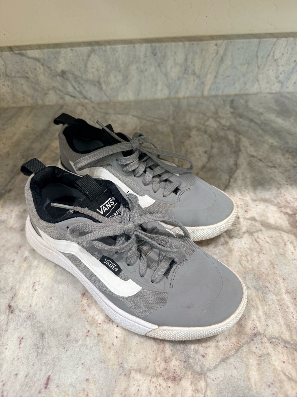 Vans Gray and White Low-Top Skate Sneakers
